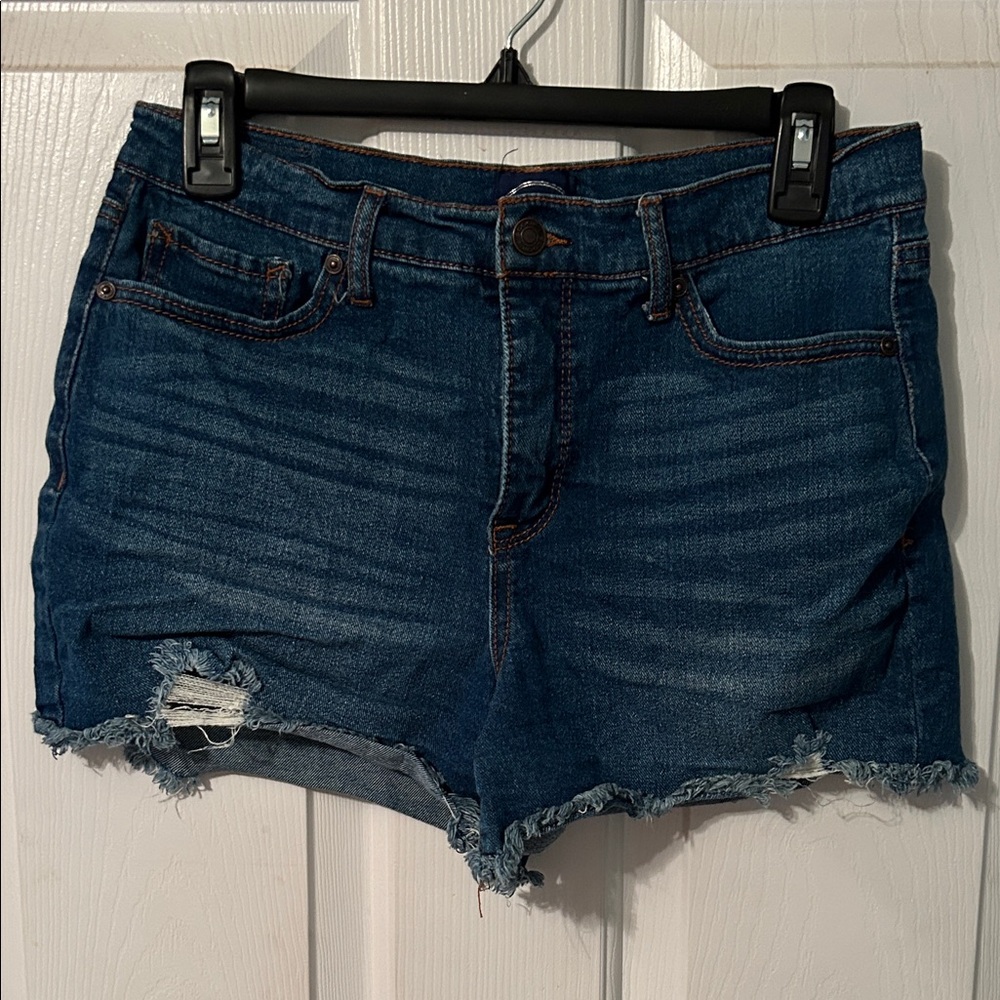 Classic Blue Distressed Jean Shorts
